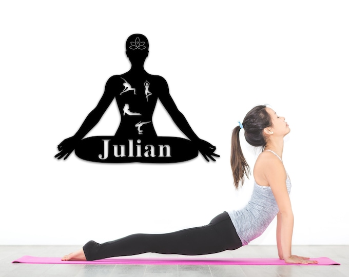 Personalized Yoga Workout Sign, Custom Metal Name Sign, Personalized Home Yoga Sign, Custom Metal Yoga Decor, Yoga Sign, Home Yoga Studio
