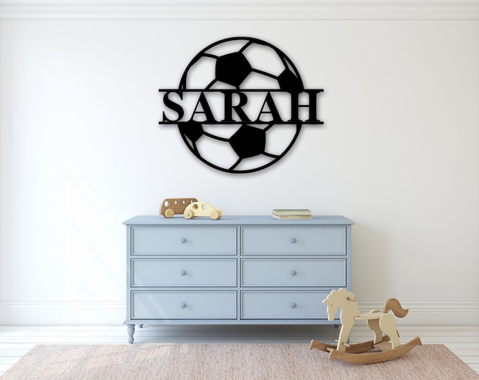 Soccer Metal Wall Art, Metal Sports Decor, Soccer Sign, Soccer Name Sign, Sports Name Sign, Metal Art, Custom Metal, Custom Name