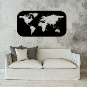 Metall Weltkarte, Weltkarte, Metall Wanddekoration, Metall Wandkunst, Stahl Weltkarte, Weltkarte Interieur, Weltkarte, Carte Du Monde Metall, Metall