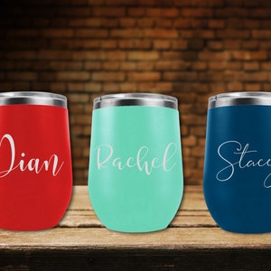 Wine Tumbler, 12oz Double Wall Stainless Steel Wine Tumbler, Custom Wine Glass, Bridesmaid Gift, Gift For Bachelorette, Personalized Gifts