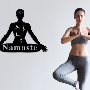 Metal Namaste Sign, Yoga Studio Decor, Namaste Wall Art, Namaste Decor, Personalized Yoga Sign, Yoga Lover Gift Idea, Meditation Gift, Yoga