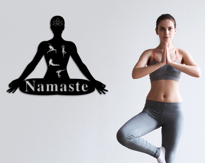 Metal Namaste Sign, Yoga Studio Decor, Namaste Wall Art, Namaste Decor, Personalized Yoga Sign, Yoga Lover Gift Idea, Meditation Gift, Yoga