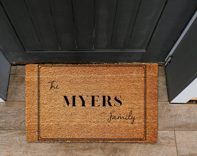 Custom Family Name Door Mat, Wedding Gift, Personalized Custom Doormat, Closing Gift, Welcome Doormat, Front Door Mat, Monogram Rug, Gift
