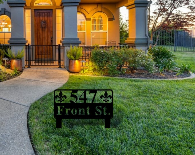 Custom Metal Address Sign, Front Lawn Address Sign, Metal Address Sign, Outdoor Sign, Address Plaque, Housewarming Gift, Moving Gifts Decor