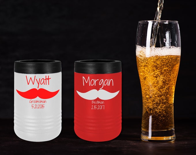 Personalized Silver Stainless Steel Can Cooler Tumbler, Custom Can Cooler, Groomsmen Gift, Bachelor Party Gift, Groomsman Proposal Gifts