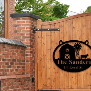 Metal Address and Name Sign for House, Address Plaque, Farm Gate Sign, Metal Address Numbers, Address Plaque, Front Porch Decor, Metal Signs