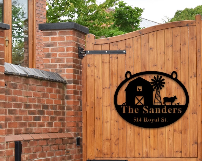 Metal Address and Name Sign for House, Address Plaque, Farm Gate Sign, Metal Address Numbers, Address Plaque, Front Porch Decor, Metal Signs