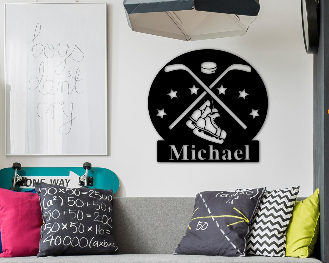 Hockey Metal Wall Art Metal Hockey Decor Hockey Sign Hockey Etsy