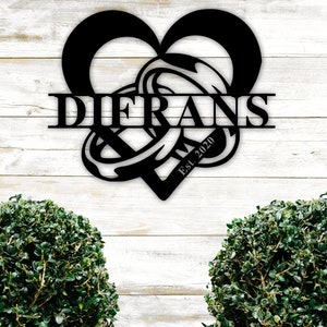 Custom Metal Name Sign, Family Name Metal Sign, Personalized Last Name Sign, Door Hanger, Outdoor Metal Sign, Wedding Gift, Monogram Sign