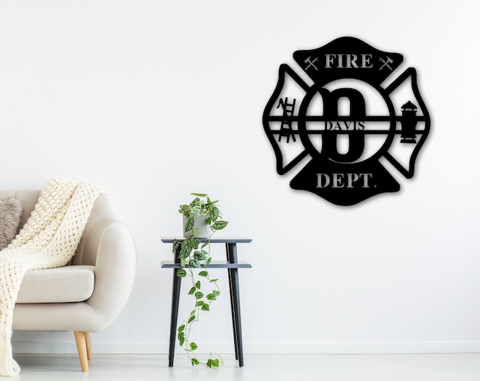 Personalized Metal Maltese Cross Sign, Firefighter Gift, Fireman Sign with Last Name, First Responder Gift, Fireman Metal Art, Metal Sign