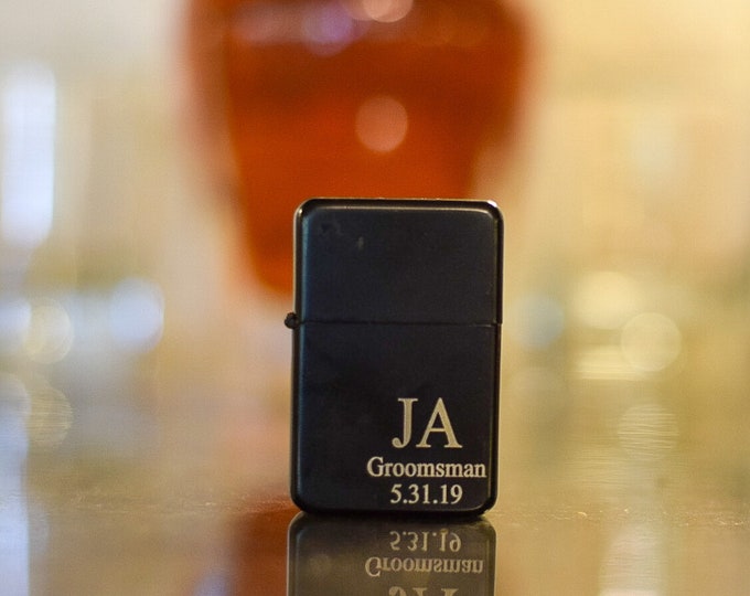 Personalised Matt Black Engraved Lighter, Birthday Gift, Custom Message, Gift for Him, Wedding Gift, Christmas Gift, Custom Groomsman Gift