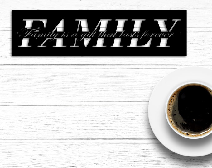Family Sign, Family Metal Sign, Family Wall Decor, Thanksgiving Decor, Family Word Sign, Metal Cut Out Family Sign, Family Dining Room Decor