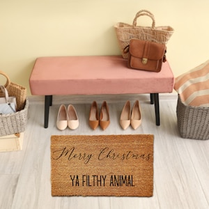 Merry Christmas Ya Filthy Animal, Christmas Doormat, Christmas Decor, Welcome Mat, Holiday Doormat, Santa Doormat, Christmas Gift,Decoration
