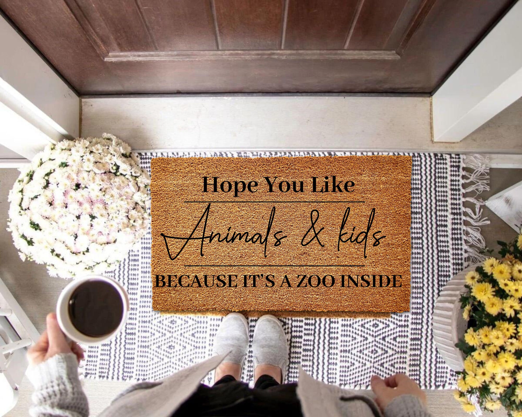 Hope You Like Animals Doormat, Housewarming Gift, Welcome Doormat, Front Doormat, Personalize Doormat, Zoo Inside Doormat, Kids Doormat