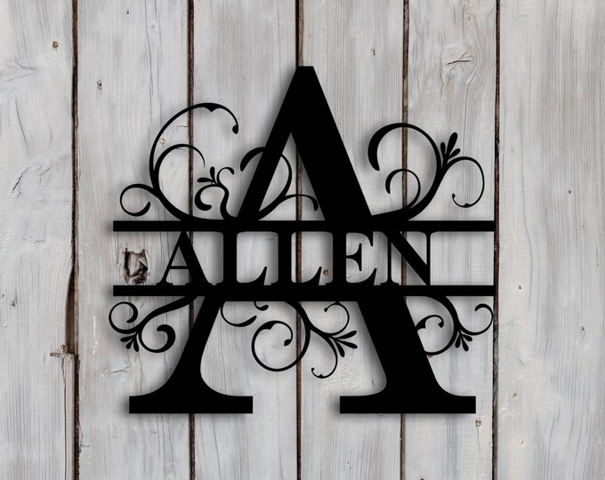 Custom Metal Split Monogram Sign, Family Name Metal Sign, Split Monogram Sign, Housewarming Gift, Wedding Gift, Custom Metal Name Sign