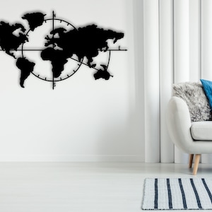 Carte du monde en métal - Metall-Wand-Dekoration, Metall-Wand-Kunst, Metall Weltkarte, Weltkarte Interior, Housewarminggeschenk, Welkarte Geschenkideen