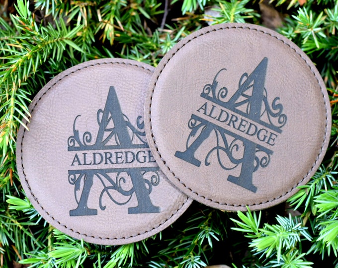 Housewarming Gift, Engraved Leatherette Coasters, Personalized Wedding Coasters, Coaster Set of 6, Wedding Gifts for Couple, Drink Coasters