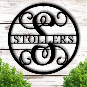 Custom Family Name Metal Sign, Initial Sign, Metal Monogram Sign, Door Hanger, Last Name Sign, Metal Wall Art, Metal Decorative Wall Art