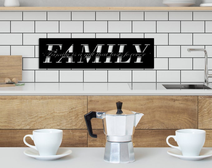 Family Sign, Family Metal Sign, Family Wall Decor, Thanksgiving Decor, Family Word Sign, Metal Cut Out Family Sign, Family Dining Room Decor