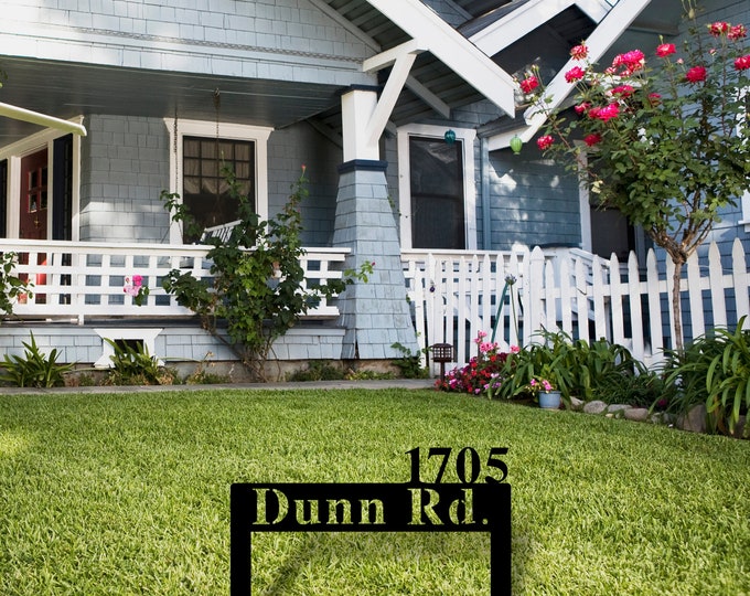 Lawn Address Sign, Monogram Metal Sign, Custom Address Sign, Address Sign, Personalized Metal Yard Art, Metal Address Plaque for Yard, Front