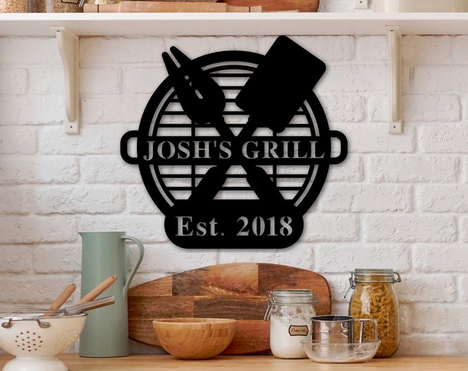 Personalized Metal BBQ Sign, Personalized Grill Sign, Personalized BBQ Sign, BBQ Grill Sign, bbq party Decor, Out Door Kitchen Metal Signs