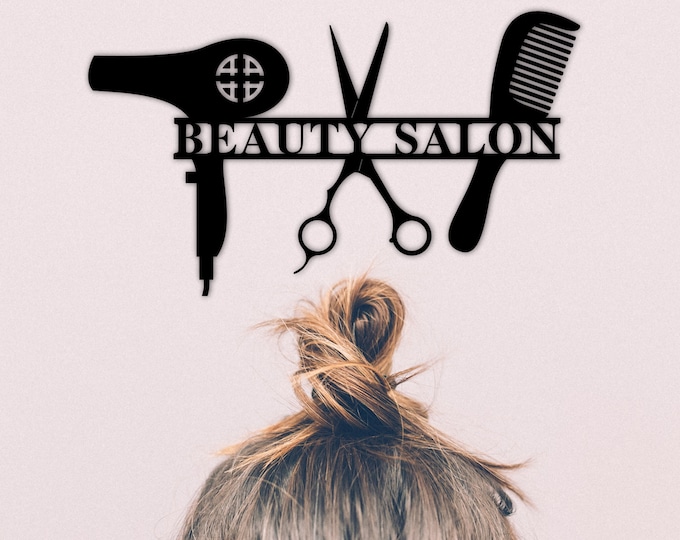 Hair Stylist Gift, Cosmetologist Name Sign, Custom Hairstylist Business Name Sign, Personalized Metal Barber Name Sign Gift For Hair Dresser