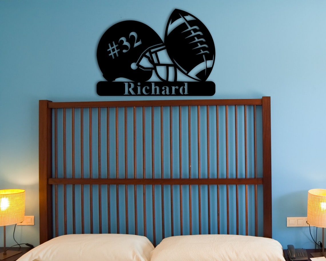 Football Metal Wall Art Metal Football Decor Football Sign Etsy