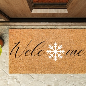 Welcome snowflake doormat, Christmas Doormat, Welcome Mat, Christmas decoration Doormat, Winter Door Mat Gift, Home Doormat, Front
