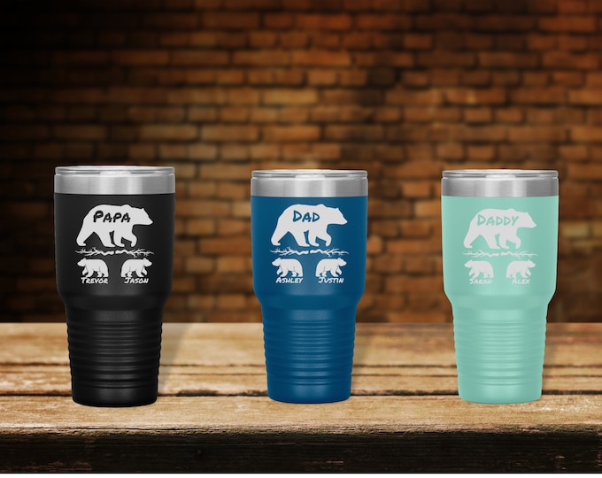 Papa Bear Personalized Tumbler, Add up to 4 Papa Bear Cubs, Perfect Custom Gift for Dad, Father's Day Personalized Gift, Gift Ideas For Dad