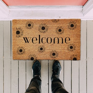 Welcome Doormat, Texas Country Welcome Mat, Flocked Coir Outdoor Welcome Mat, Personalized Custom Personalized Door Mat, Boho Western Home