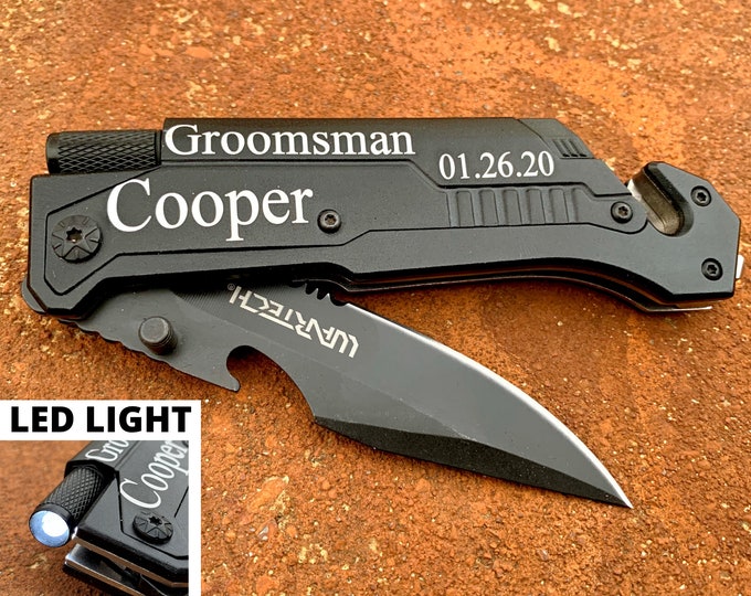 Custom Survival Knives, Multi Tool Pocket Knife Engraved, Rescue Knife, Pocket Knife,Hunting Knife, EDC Knife, Every Day Carry, Fire Starter