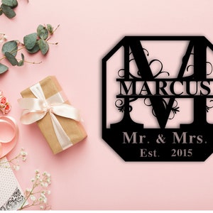 Personalized Family Name Metal Sign, Metal Monogram Sign, Last Name Sign, Housewarming Gift, Custom Metal Name Sign, Wedding Gift