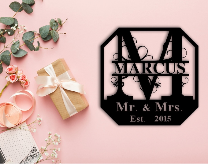 Personalized Family Name Metal Sign, Metal Monogram Sign, Last Name Sign, Housewarming Gift, Custom Metal Name Sign, Wedding Gift
