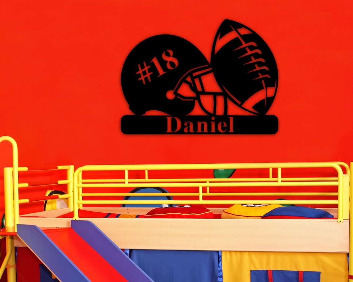 Football Metal Wall Art Metal Football Decor Football Sign Etsy