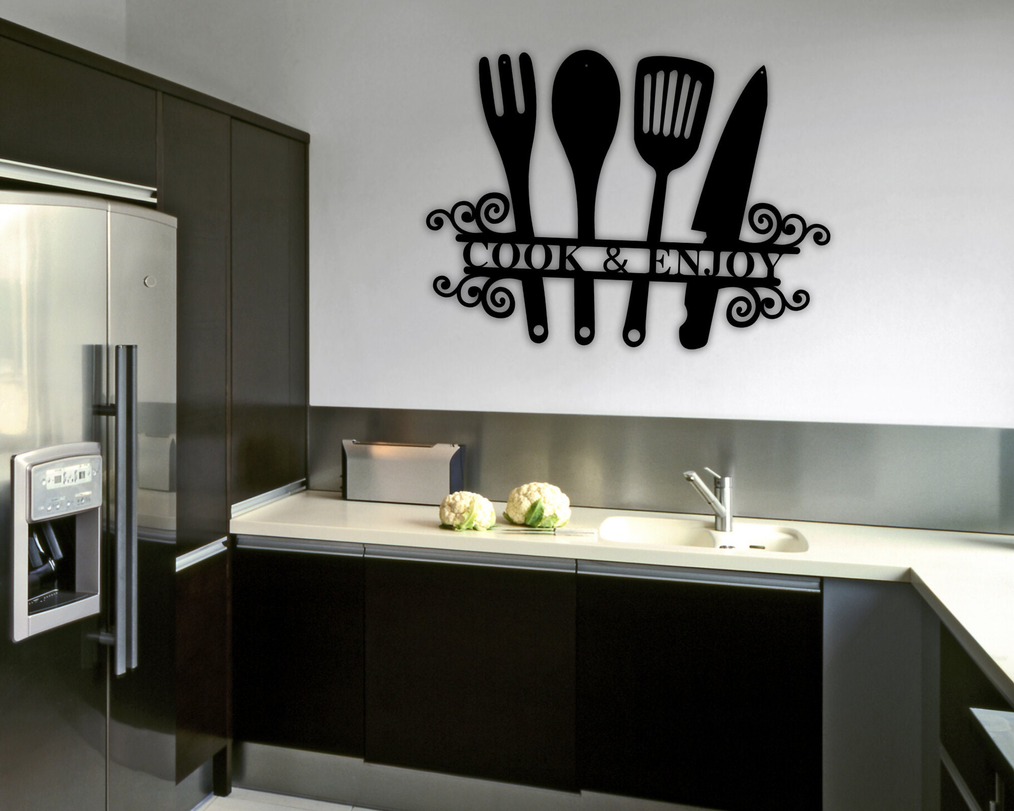 Benutzerdefinierte Küche Metall Zeichen mit Lichtern