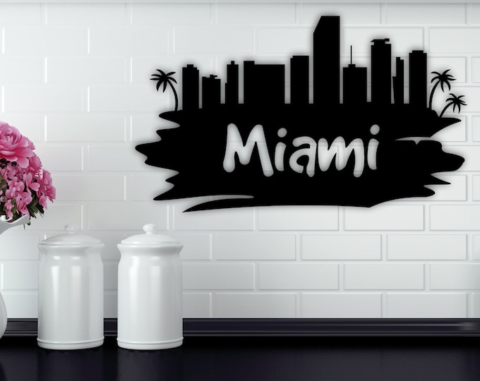 Miami City Sign, Home Of The Dolphins, Custom Metal Sign, Metal Miami Sign, Miami Home Decor, Custom Metal Miami Sign, Miami Home Decor