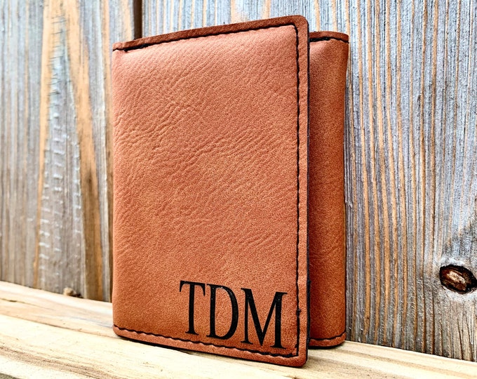 Custom leather wallet, Personalized leather wallet, Brown leather wallet • Personalized wallet • Anniversary gift for men