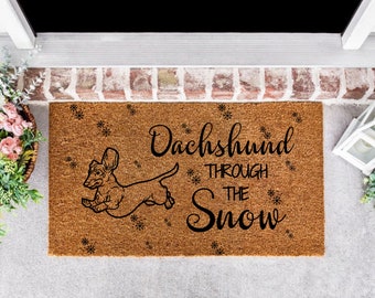 Dachshund through the snow doormat 2025
