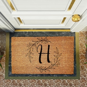 Monogram Doormat, Initial Door Mat, Custom, Welcome Doormat, Fall Doormat, Closing Gift, Personalized Decor