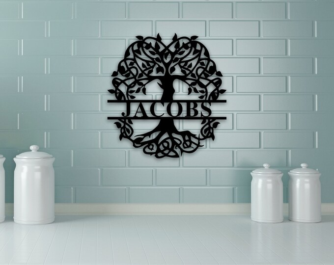Custom Family Name Metal Sign, Initial Sign, Metal Monogram Sign, Door Hanger, Last Name Sign, Metal Wall Art, Metal Decorative Wall Art