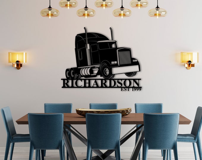 Customized Metal Trucker Sign, Truck Driver Name Sign, Trucker Sign, Personalized Sign, Custom Metal Name Sign, Gift For Him, Rustic Decor