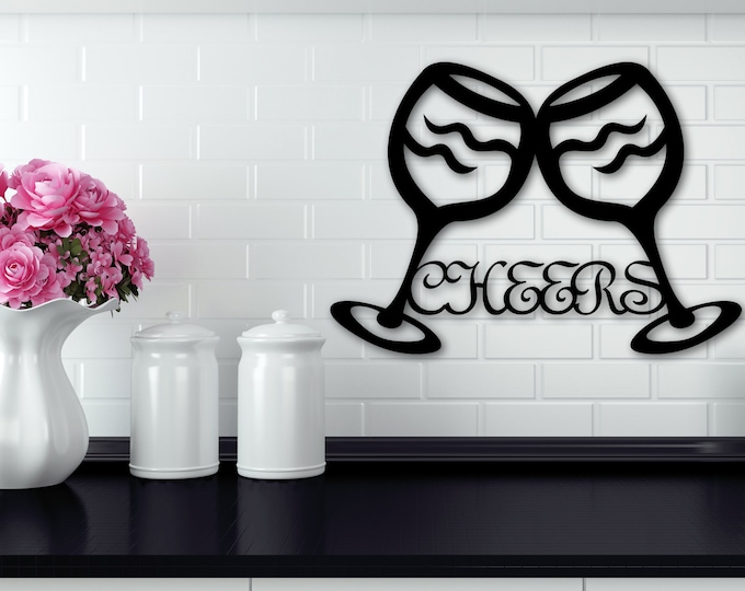 Cheers Sign, Cheers Metal Word Art, Cheers Bar Sign Wall ARt, Cheers Porch Decor, Cheers Welcome Sign, Bar Sign For Home, Bar Decor, Wine