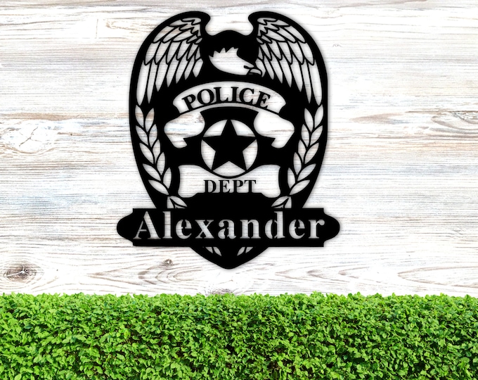 Police Officer Gift, Graduation Gift, Personalized Cop Metal Name Sign, Cop Sign, Sheriff Deputy Name Sign Gift For Detective Thin Blue Line