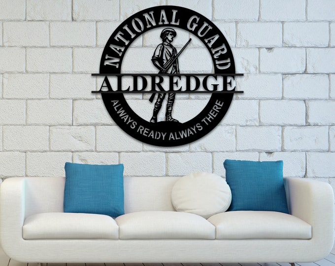 Personalized National Guard Gifts, National Guard Emblem, Personalized Metal Name Sign, Custom National Guard Name Sign, Military Retirement