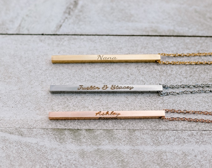 Motto Engrave Personalize Customized Handmade Relationship Necklace Bar Pendant for Couple Women Men him/her Motivate Birthday Mother's Gift