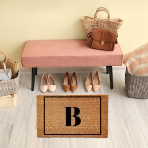 Monogram Grens Gepersonaliseerde Deurmat, Eerste Deurmat, Outdoor Welkomstmat, Familienaam Deurmat, Inwijdingsfeest, Makelaar Klant Cadeau, Bruiloft