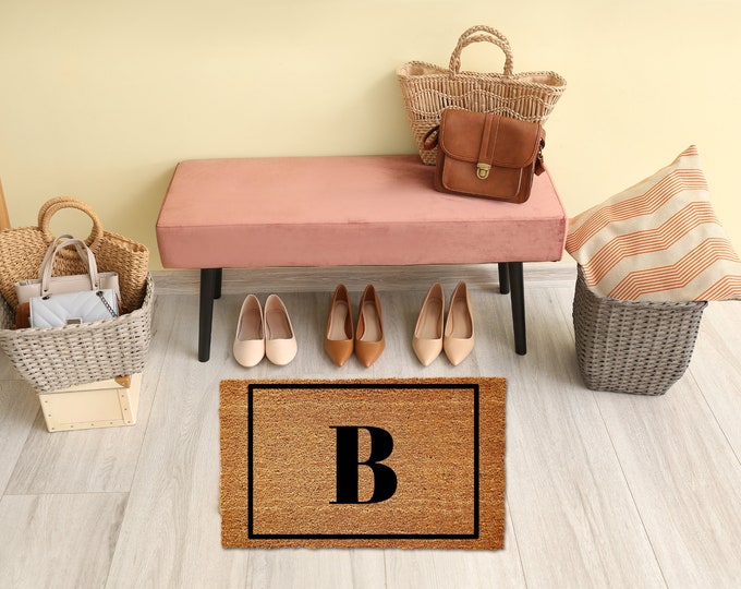 Monogram Border Personalized Doormat, Initial Door Mat, Outdoor Welcome Mat, Family Name Doormat, Housewarming, Realtor Client Gift, Wedding
