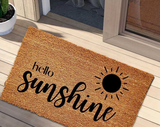 Hello Sunshine Spring Doormat, Spring Doormat, Spring Decor, Housewarming Gift, Welcome Mat, Door Mat, Outdoor Mat, Spring Door Mat, Fun Rug