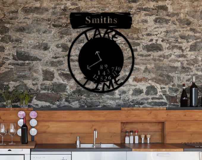 Metal Lake Time Sign, Custom Home Decor, Weekend Home Decor, Custom Metal Art, Custom Metal Clock, Housewarming Gift Ideas, Funny Metal Art