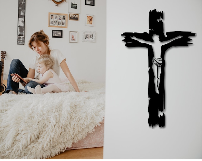 Jesus Face Cross, Metal Religious Wall Art, Christ Home Decor, Religious Gift Ideas, Metal Good Cross, Religious Home Decor Jesus Home Decor